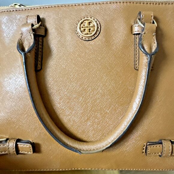 Tory Burch Tigers Eye Brown Saffiano Leather Robinson Multi  Crossbody Bag Tote - Picture 10 of 16
